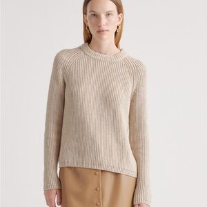 Quince Beige Ribbed Crewneck Sweater